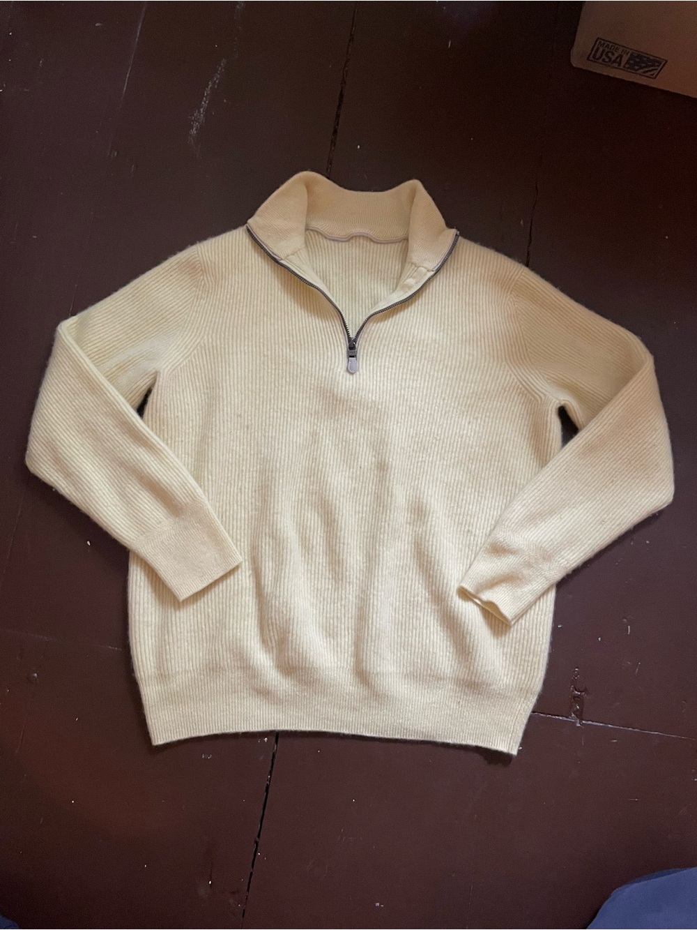 Vineyard Vines Butter Yellow Zip-Up Ribbed Sweater